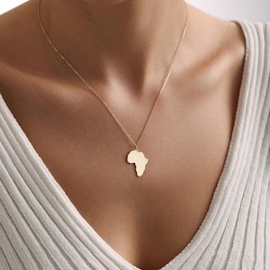 Collar africano de oro, collar africano de oro vermeil, colgante africano, regalo para el Día de la Madre, collar africano de plata para mujer, regalo para mamá
