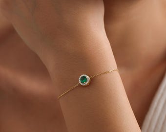 Emerald Bracelet, Custom Family Birthstone Bracelet,Gemstone Friendship Gift
