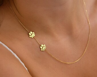 Personalized Sideways Paw Print Necklace - Pet Memorial Jewelry
