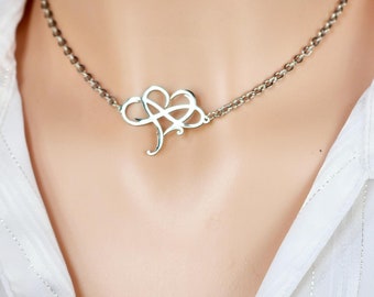 Discreet Locking Heart Choker, Stainless Steel Submissive Day Collar