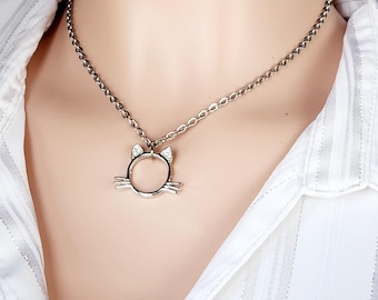 Stainless Steel Kitten Choker Necklace, Discreet Submissive Day Collar