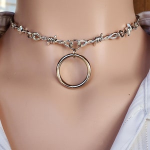 Discreet Day Collar Locking Submissive Collar Sub Collar Barbed Wire O ring Choker Necklace Gift