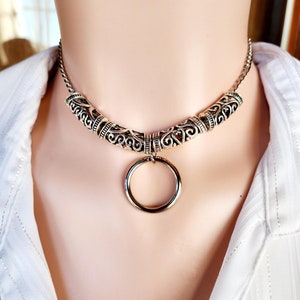 Discreet Day Collar Locking Submissive Collar Sub Collar  Hollow Bead O Ring Choker Necklace Gift
