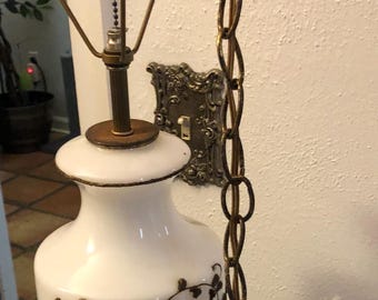 Vintage Glass and Brass Hanging Light NO shade