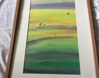 Watercolor Abstract Tranquil  Beach Framed (P100)