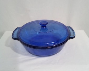 Cazuela con tapa Anchor Hocking azul cobalto de 2 cuartos