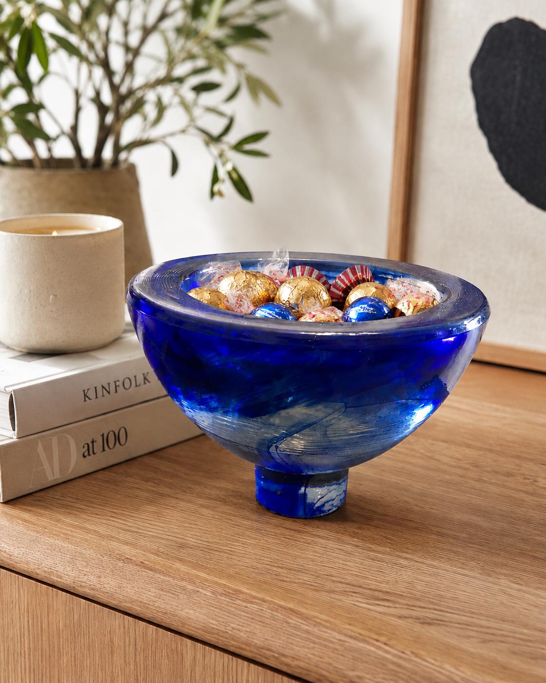 XODAS ボウル Bowl ボロシリケイトガラス Raked Cobalt W Hand Blown Cobalt Blue Bowl - Etsy
