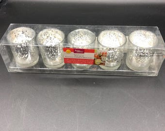 Set of 5 Votive Candle Holders Snowflake (AY)