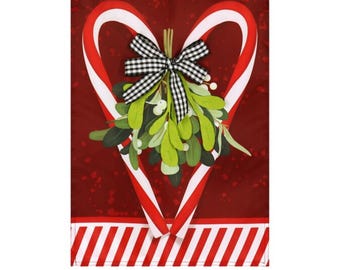 Candy Cane Heart Garden Flag (Bb)