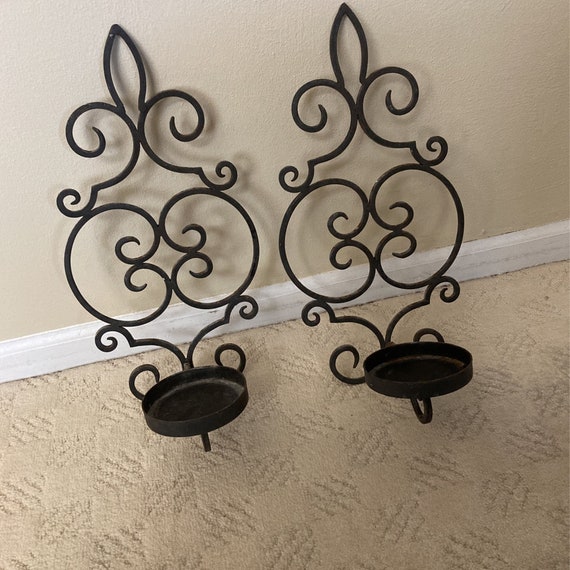 Large wrought iron candle wall sconces hotsell