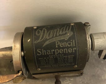 Vintage 1920’s Dandy Pencil Sharpener Chicago USA | Antique Industrial Desk Sharpener | Schoolhouse Office Decor (DK)