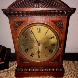 Antique Oak Mantle Clock