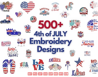500+ Ready embroidery files package, 4th of July Embroidery Design bundle, USA Embroidery File, Digital Product, Pes, Dst, Jef, Vp3, Exp