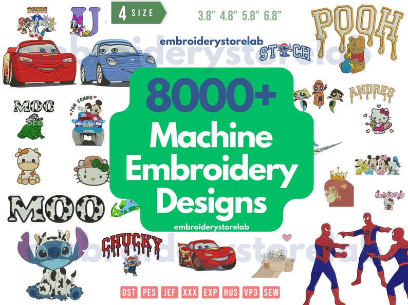 8000 Ready MEGA embroidery files package, Embroidery Design bundle, Pes, Dst, Jef, Vp3, image 1