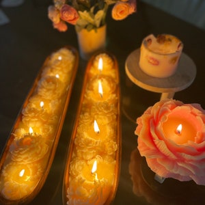 Candle Flowers in Dough Bowl, Floral Handmade Candles, All Natural Hand Poured Wax, Long Lasting Candle, Housewarming Gift for Her image 10