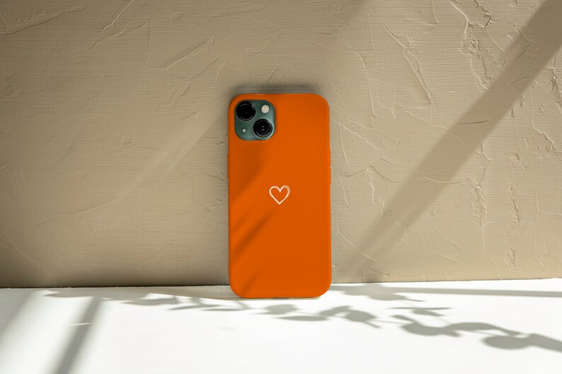 Minimalist Marmalade Orange Heart Phone Case, iPhone 14 13 12 11 X Xr