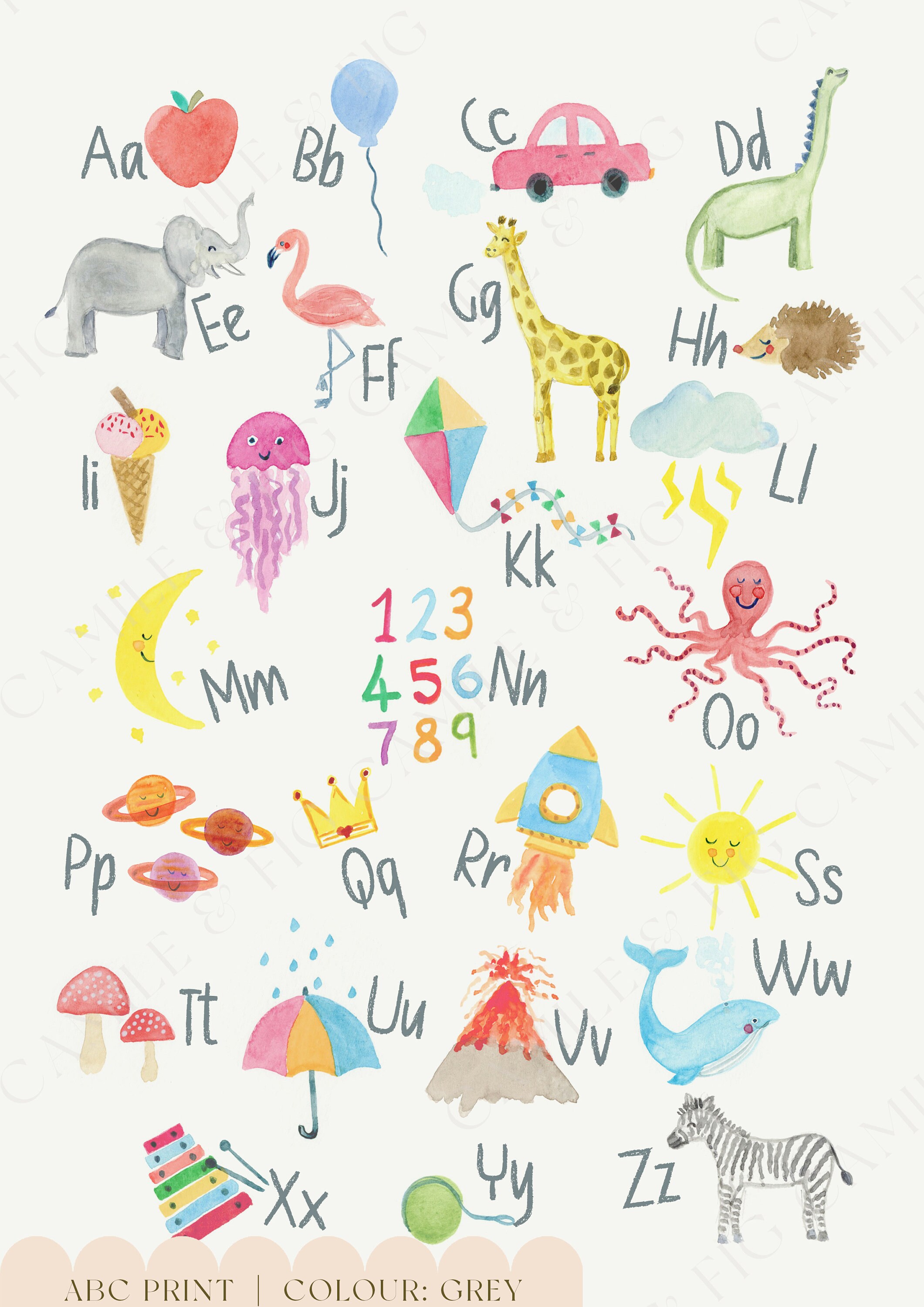A-Z Alphabet Kids Wall Art | Hand Painted Educational Nursery ABC ...