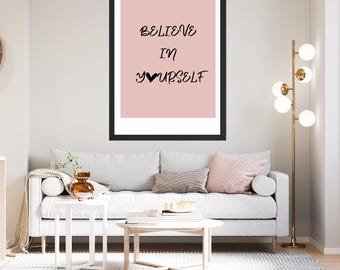 Believe In Yourself Print, Therapie Beratung Poster, Inspiration Zitat Wand Kunst (Digitaler Download)