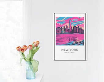 Trendy New York City Skyline Druck, Minimalistisches Haus & Deko, moderne Wandkunst (Digitaler Download)