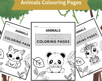 Animals Coloring Pages for Kids, Educational Prints, Printable Toddler Coloring Book Activity (PDF & PNG)
