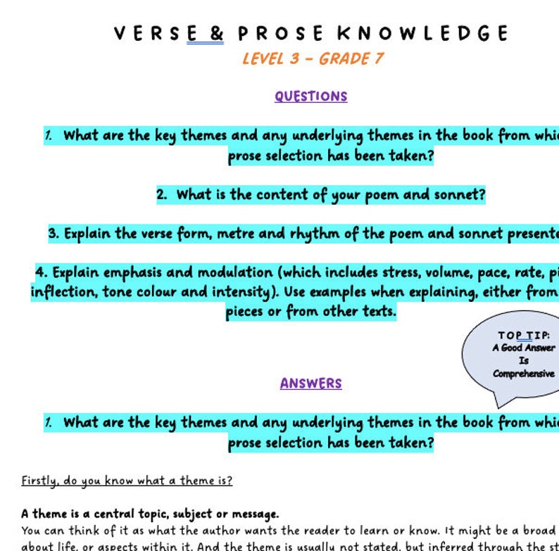 Grade Seven Verse and Prose LAMDA Theory Guide LAMDA Knowledge LAMDA