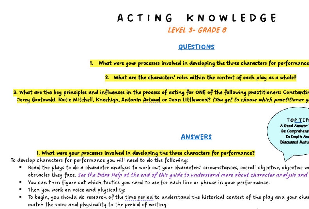 Acting Grade Eight LAMDA Exam Theory Guide LAMDA Examination Etsy UK