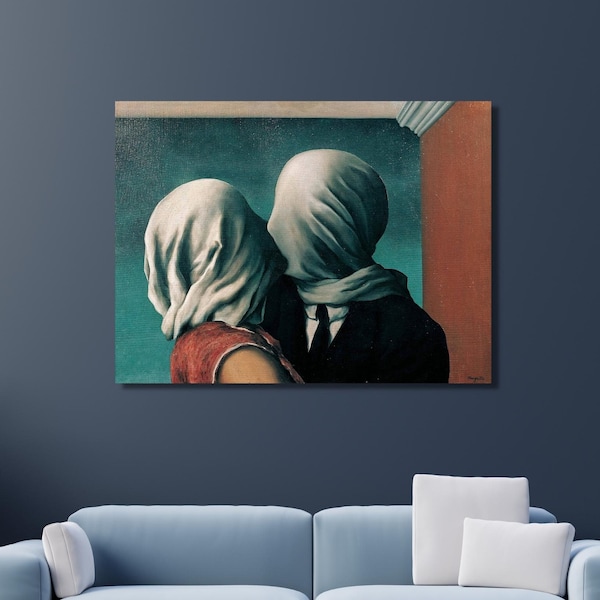 Rene Magritte The Lovers Leinwand Wandkunst, Rene Magritte Poster Druck, Rene Magritte Klassische Wandkunst, Weihnachtsgeschenk