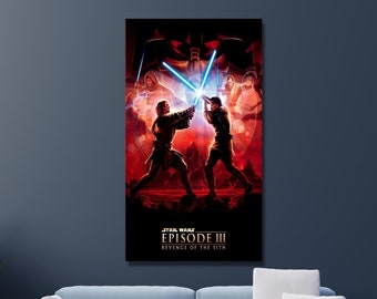 Anakin Skywalker Print Art,Starwars Anakin vs Obi Wan Poster Leinwand Wandkunst,Obi Wan Kenobi Poster Art,Clone Wars,Darth Vader,Luke Skywalker