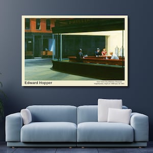 Edward Hopper Nighthawks Canvas Wall Art, Edward Hopper Nighthawks  Reproduction Poster Print, Edward Hopper Print Art, Edward Hopper Poster