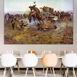 Charles Marion Russell Camp Cook&#39;s Troubles 1912 Canvas Print Wall Art,Russell Poster,Russell Painting,Russell Print,Art Reproduction