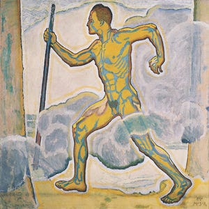 Koloman Moser, Der Wanderer Canvas Print Wall Art,Works by Moser,The Wayfarer, by Koloman Moser,Paintings of standing males,Art Reproduction