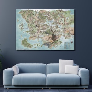 Dungeons and Dragons Leinwand Wandkunst, Dungeons and Dragons Poster, Karte der vergessenen Reiche Karte, Karte von Faerun Poster, Spielzimmer Wandkunst, Weihnachtsgeschenk
