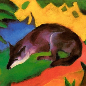 Franz Marc Blue-Black Fox 1911 Canvas Print Wall Art,Franz Marc Poster,Franz Marc Painting,Franz Marc Print,Archival Giclee,Art Reproduction