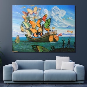Salvador Dali Ship With Butterfly Sails Canvas Art, Dali Canvas ...