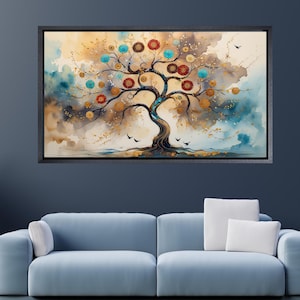 Tree of life Gustav Klimt Canvas Wall Art, Tree of life Gustav Klimt Poster Print, Framed Gallery Canvas, Yggdrasil Wall Art, Celtic Tree