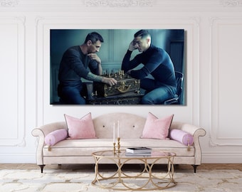 Cristiano Ronaldo Lionel Messi Poster, Ronaldo Messi VM Schacktryck Konst, Man Cave Väggkonst Dekor Konst, Spelrum Väggkonst Dekor
