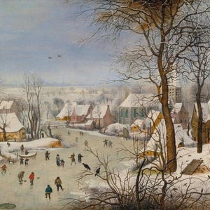 Pieter Breughel the Younger Winter Landscape with Bird Trap 1630 Canvas Wall Art,Brueghel Painting,Brueghel Print,Art Reproduction