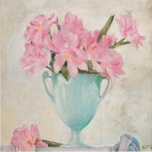 Koloman Moser, Erblühte Papageientulpen Canvas Print Wall Art,Works by Moser,Still-life paintings of flowers in vases,Art Reproduction
