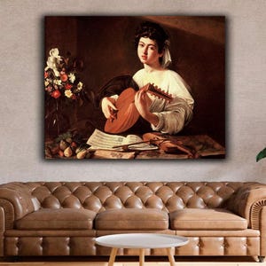 Caravaggio The Lute Player 1600 Canvas Print Wall Art,Caravaggio Poster,Caravaggio Painting,Art Reproduction,Archival Giclee