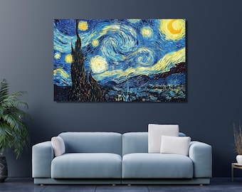 Vincent Van Gogh Starry Night Canvas Wall Art, Starry Night Canvas Poster Print, Van Gogh Canvas Poster Print, Surrealist Art, Van Gogh Art