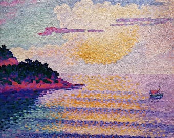 アンリ・エドモンド・クロス「海に沈む夕日」1896年キャンバスプリント