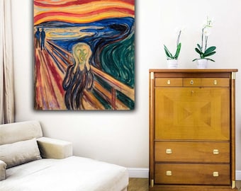 Impresión en lienzo de El Grito de Edvard Munch (1910), arte mural, impresión de Munch, pintura de Edvard Munch, póster de Munch, reproducción artística, giclée de archivo