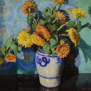 Grant Wood Calendulas 1929 Canvas Print Wall Art,Grant Wood Painting,Grant Wood Print,Grant Wood Poster,Art Reproduction