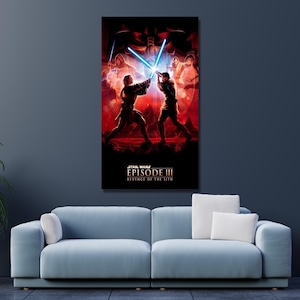 Anakin Skywalker print kunst, Starwars Anakin vs Obi Wan poster canvas muurkunst, Obi Wan Kenobi poster kunst, Clone Wars, Darth Vader, Luke Skywalker