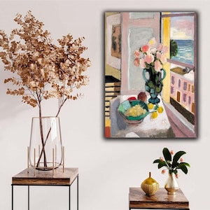 Henri Matisse Safrano Roses at the Window 1925 Canvas Print Wall Art,Henri Matisse Poster,Matisse Print,Exhibition Print,Matisse Painting