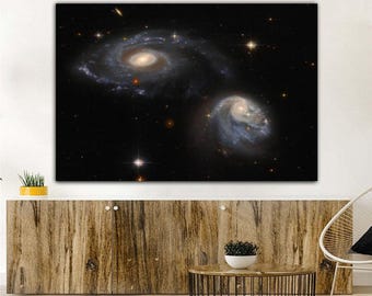 Interacting Galaxies Canvas Print Wall Art,Interacting Galaxies Poster,Galaxy Poster, Interacting Galaxies Painting,Galaxy Print Painting