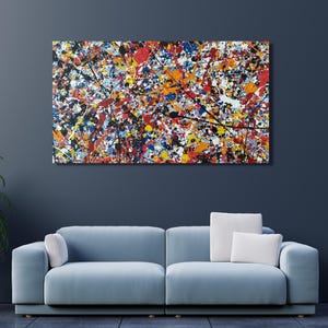 Impressão de Jackson Pollock, arte de parede em tela extra grande, arte de parede em tela Pollock, arte de parede abstrata, decoração para casa e sala de estar, Pollock Convergência