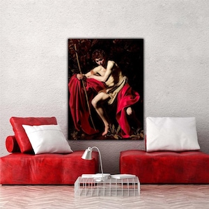Caravaggio Johannes der Täufer in der Wüste 1605 Leinwanddruck Wandkunst,Caravaggio Poster,Caravaggio Gemälde,Kunstreproduktion