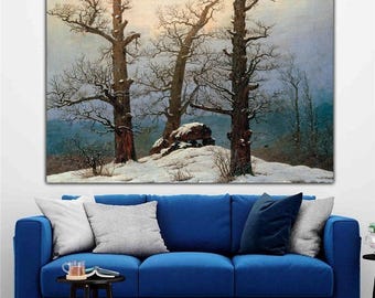 Caspar David Friedrich Cairn in Snow 1807 Canvas Print Wall Art,Friedrich Poster,Friedrich Painting,Friedrich Print,Art Reproduction