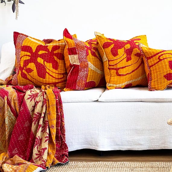 ハンドメイド❁ コーラル&タスク Feathers クッションカバー 50 Coral